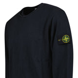 Stone Island Malfilé Fleece 'Old' Effect Crewneck Sweatshirt in Navy