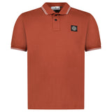Stone Island Stripe Collar Polo T-Shirt Slim Fit Brick Red