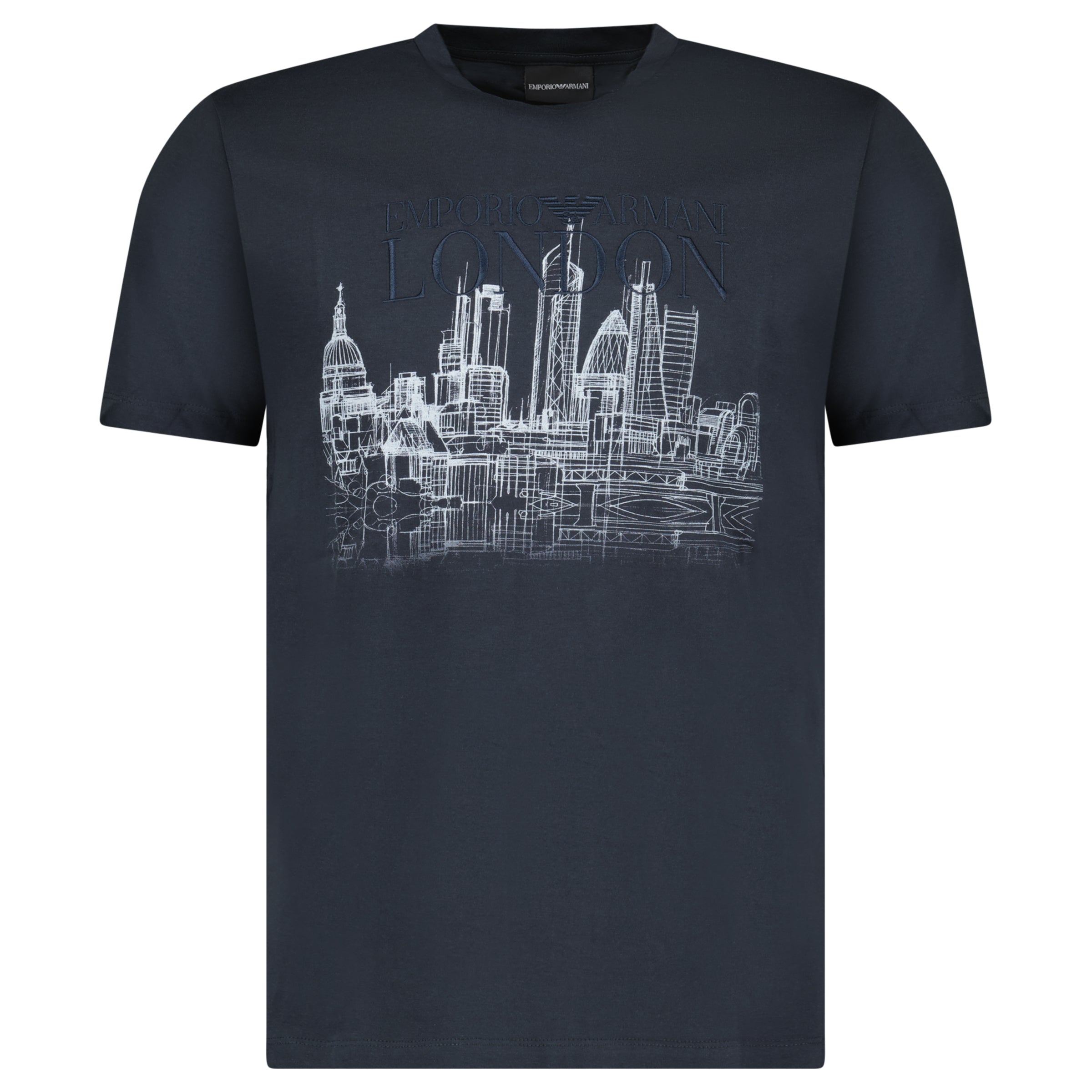 Color variation of Armani London Skyline Graphic T-Shirt in Graphite Blue