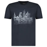 Armani London Skyline Graphic T-Shirt in Graphite Blue