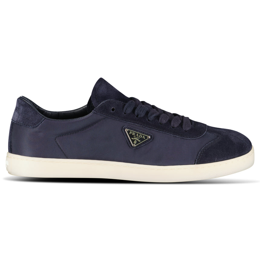 Prada Lane Toe Suede Sneakers in Navy