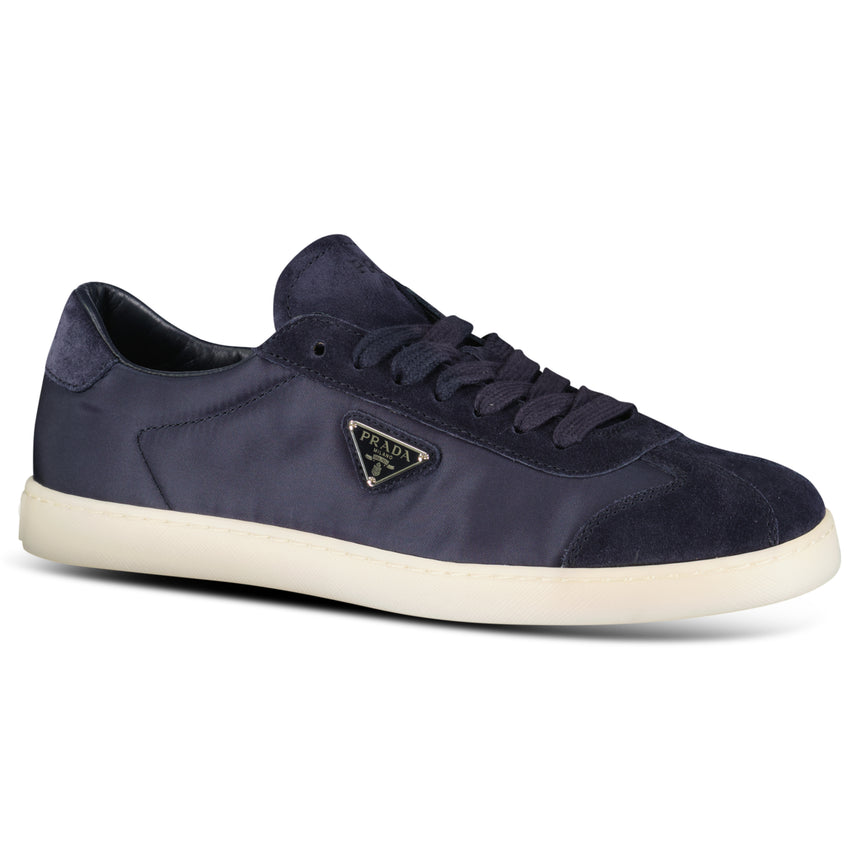 Prada Lane Toe Suede Sneakers in Navy