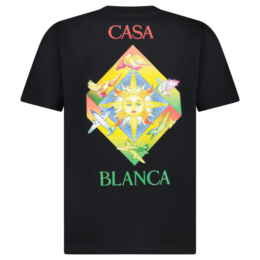 Casablanca Les Éléments Printed Cotton T-Shirt in Black