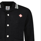 Casablanca Embroidered Faux Crochet Long Sleeve Shirt in Black