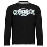 Casablanca Embroidered Faux Crochet Long Sleeve Shirt in Black