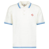 Casablanca Cotton-Blend Bouclé Waffle-Knit Polo Shirt in White