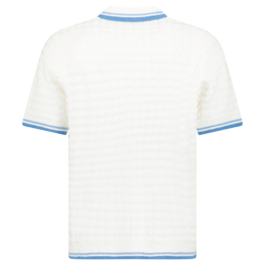 Casablanca Cotton-Blend Bouclé Waffle-Knit Polo Shirt in White