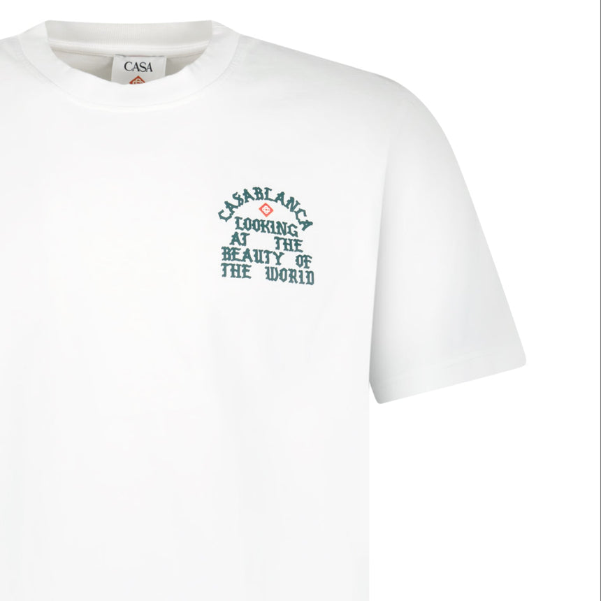 Casablanca "Looking at the Beauty of the World" Printed T-Shirt in White
