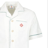 Casablanca White Towelling Monogram Short Sleeve Shirt with Green Piping