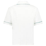 Casablanca White Towelling Monogram Short Sleeve Shirt with Green Piping