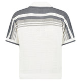 Casablanca Tennis Striped Crochet Short Sleeve Shirt in White/Grey