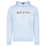 Burberry ‘Farley’ Logo Embroidered Hoodie in Light Blue