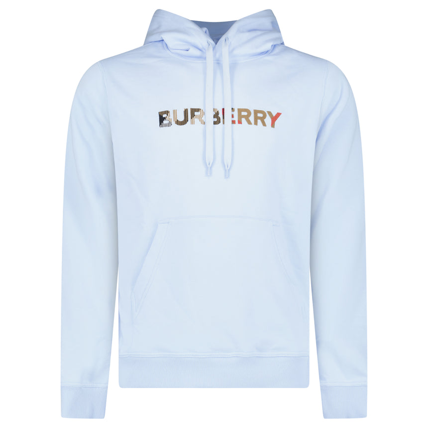 Burberry ‘Farley’ Logo Embroidered Hoodie in Light Blue