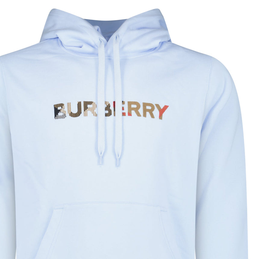 Burberry ‘Farley’ Logo Embroidered Hoodie in Light Blue
