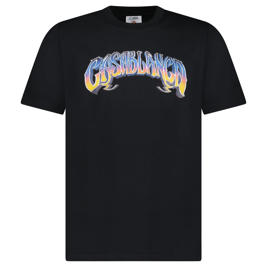 Casablanca "Gradient Gothic" Short-Sleeve T-Shirt in Black