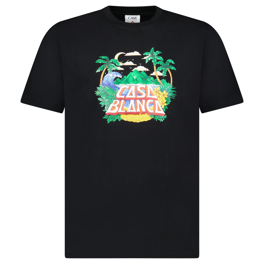 Casablanca "Casa Beach Wave" Printed T-Shirt in Black