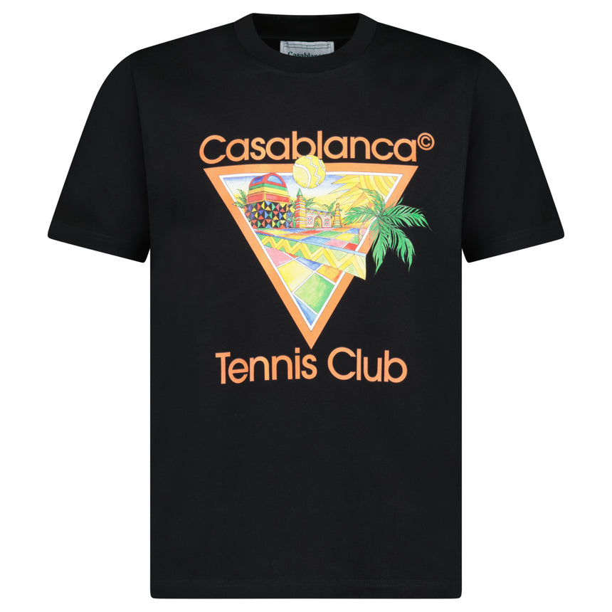 Casablanca Tennis Club Graphic-Print T-Shirt in Black