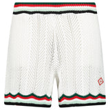 Casablanca Cotton Chevron Crochet Shorts in White