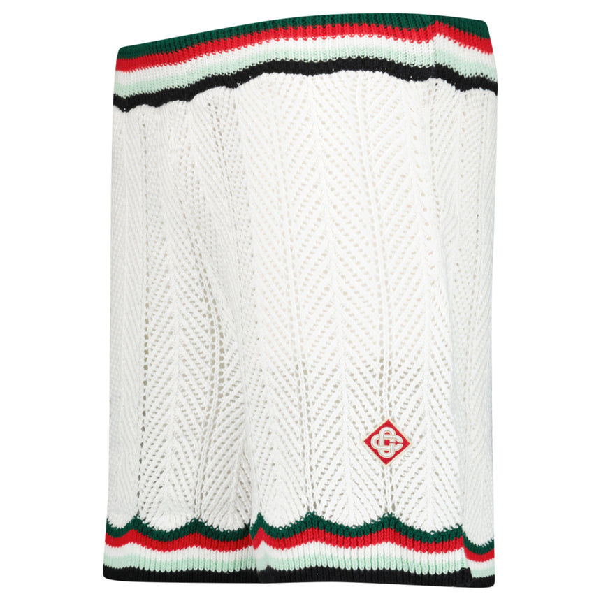 Casablanca Cotton Chevron Crochet Shorts in White