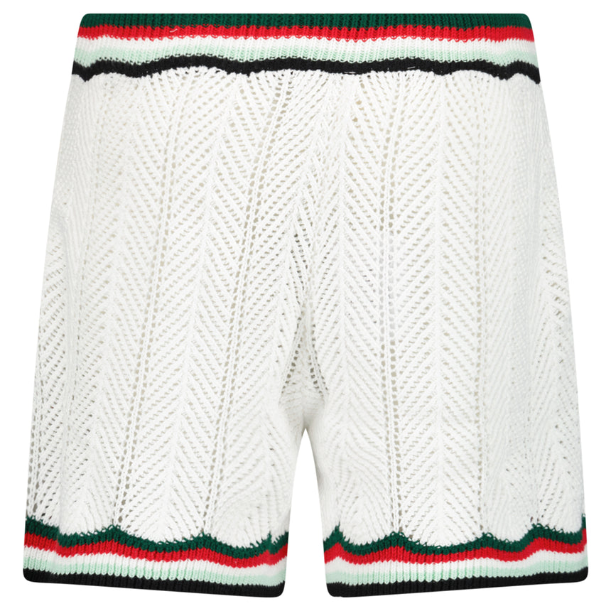 Casablanca Cotton Chevron Crochet Shorts in White