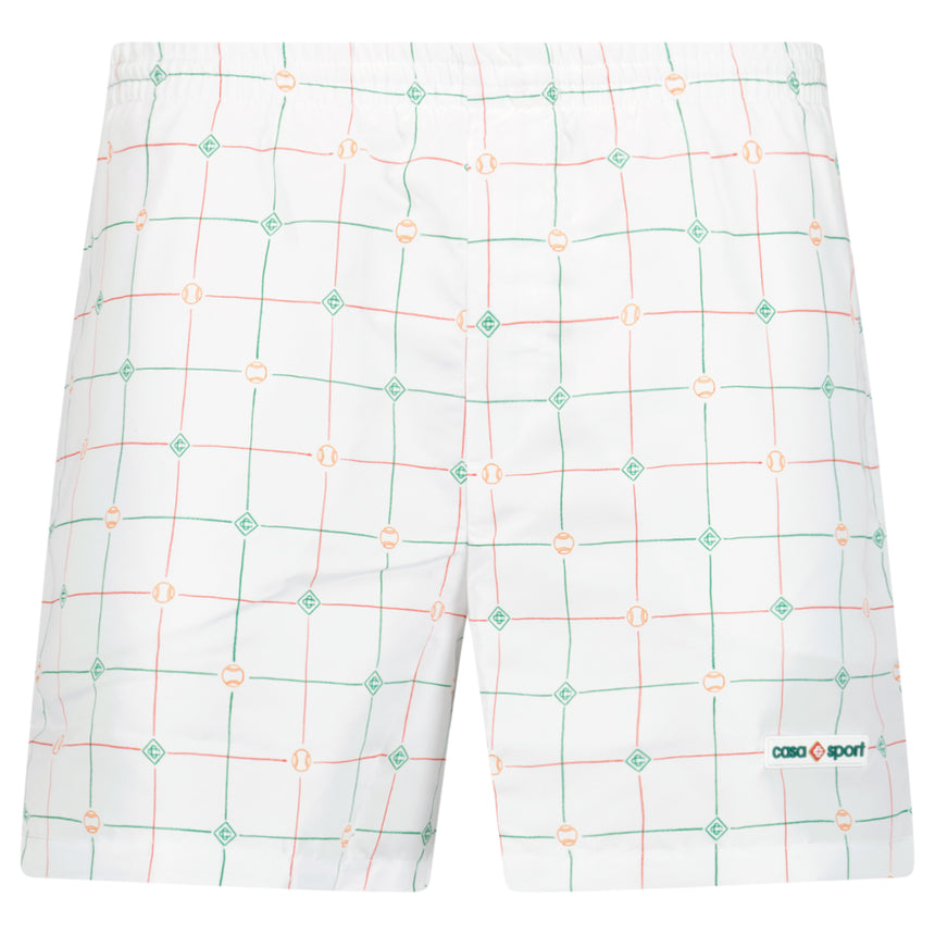 Casablanca "Tennis Check" Technical Swim Shorts in White