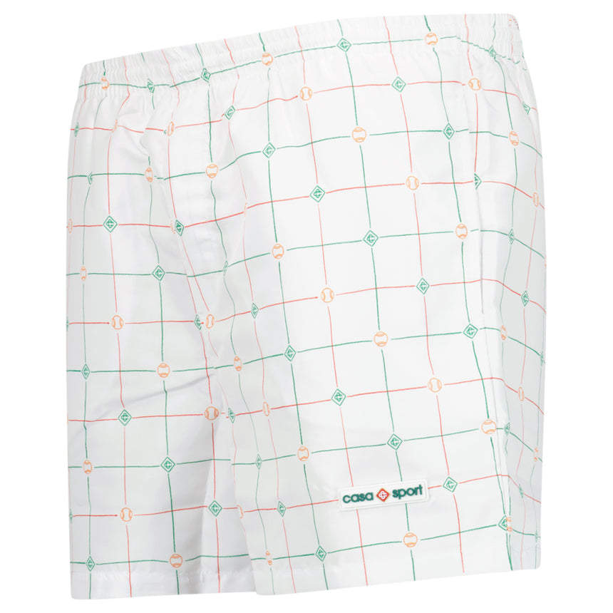 Casablanca "Tennis Check" Technical Swim Shorts in White