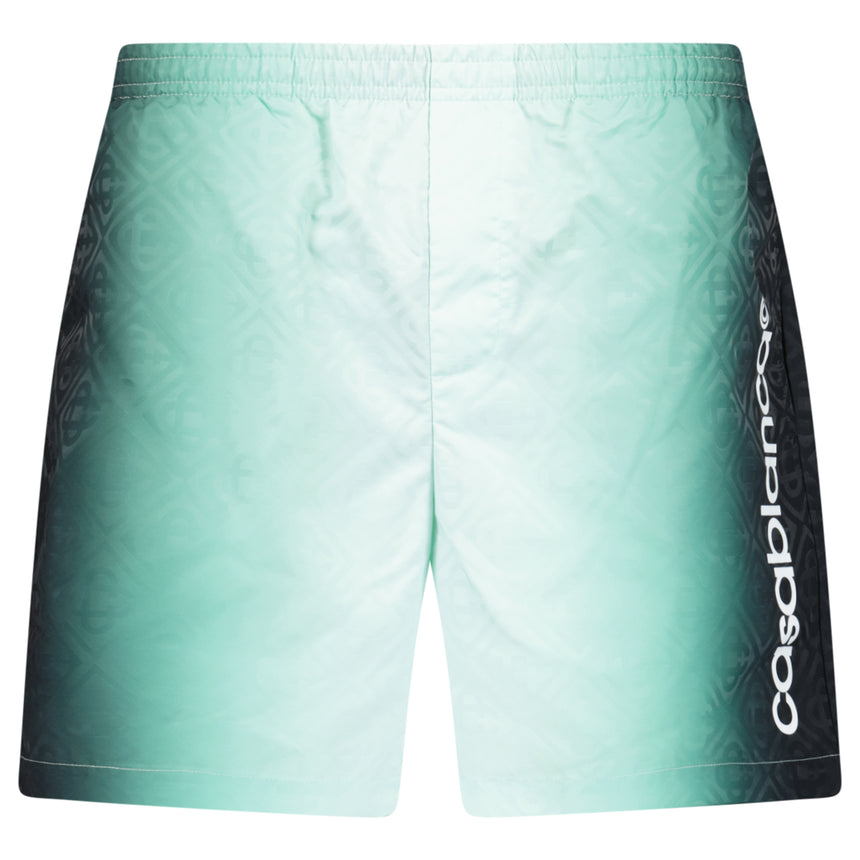 Casablanca Gradient Monogram Jacquard Swim Shorts in Teal Green