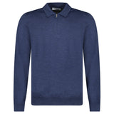 Gran Sasso Quarter Zip Wool Jumper in Dark Blue