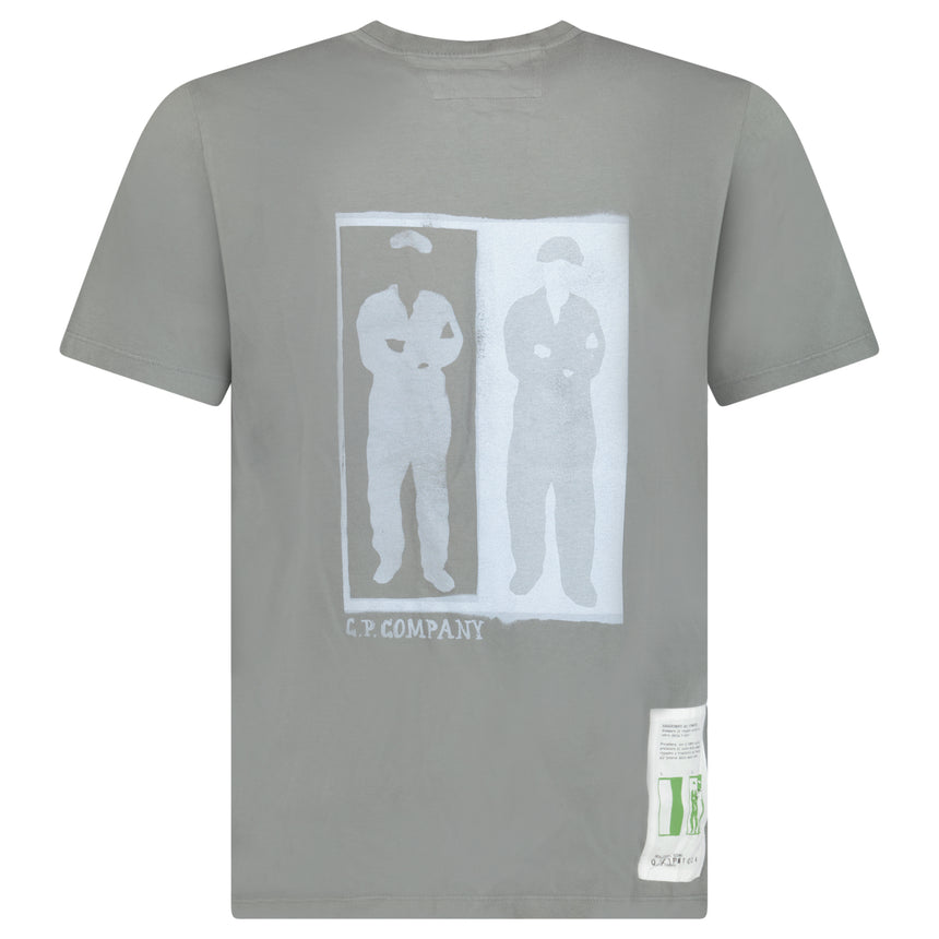 CP Company Logo T-Shirt in Smoked Pearl Grey
