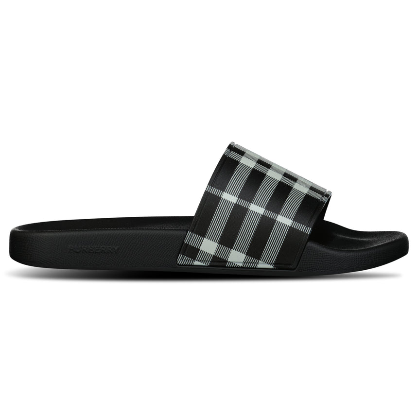 Burberry Furley Check Canvas Sliders Black & White