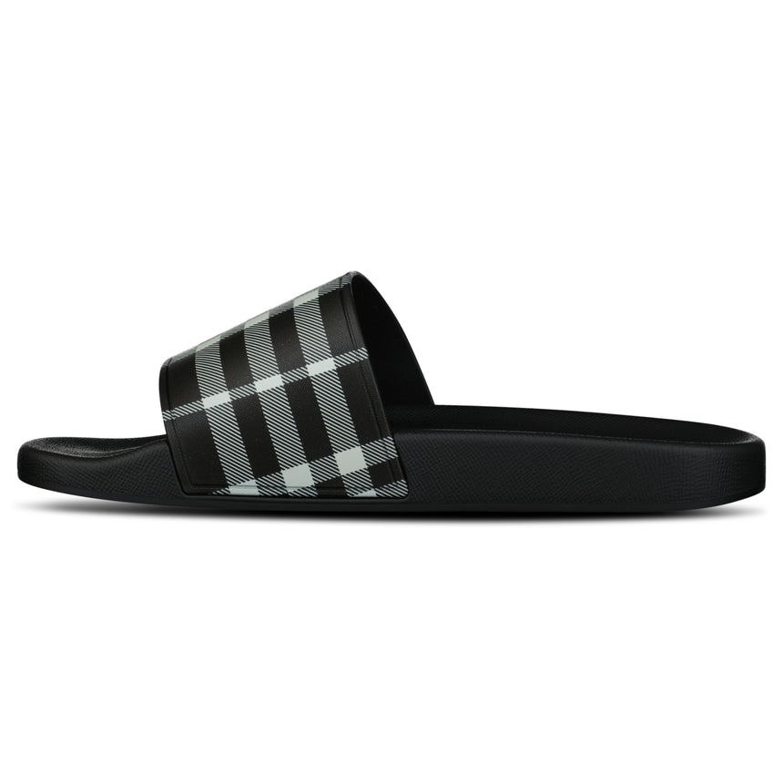 Burberry Furley Check Canvas Sliders Black & White