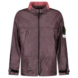 Stone Island Raw Linen Plated-OVD Short Parka in Dark Burgundy