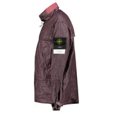 Stone Island Raw Linen Plated-OVD Short Parka in Dark Burgundy