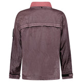 Stone Island Raw Linen Plated-OVD Short Parka in Dark Burgundy