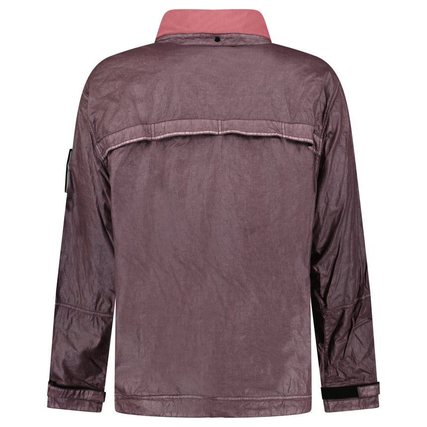 Stone Island Raw Linen Plated-OVD Short Parka in Dark Burgundy
