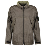 Stone Island Raw Linen Plated-OVD Short Parka in Military Green