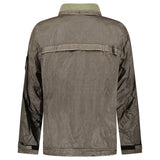 Stone Island Raw Linen Plated-OVD Short Parka in Military Green