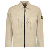 Stone Island Cotton Ripstop Zip Overshirt in Desert Beige