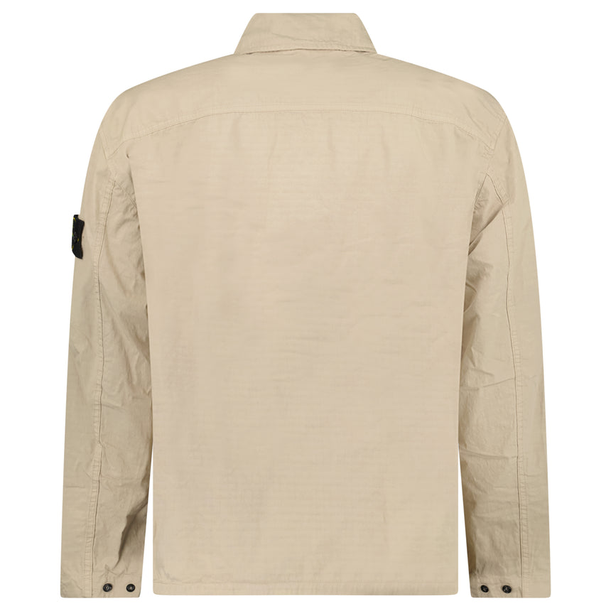 Stone Island Cotton Ripstop Zip Overshirt in Desert Beige