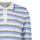 Casablanca Striped Logo-Appliqué Polo Shirt in Blue