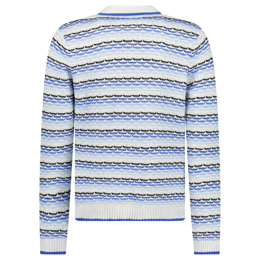 Casablanca Striped Logo-Appliqué Polo Shirt in Blue
