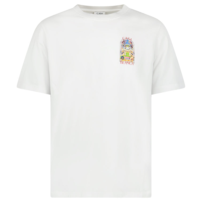 Casablanca Tennis Landscape Short Sleeve T-Shirt in White