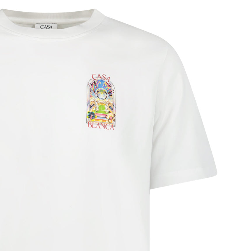 Casablanca Tennis Landscape Short Sleeve T-Shirt in White