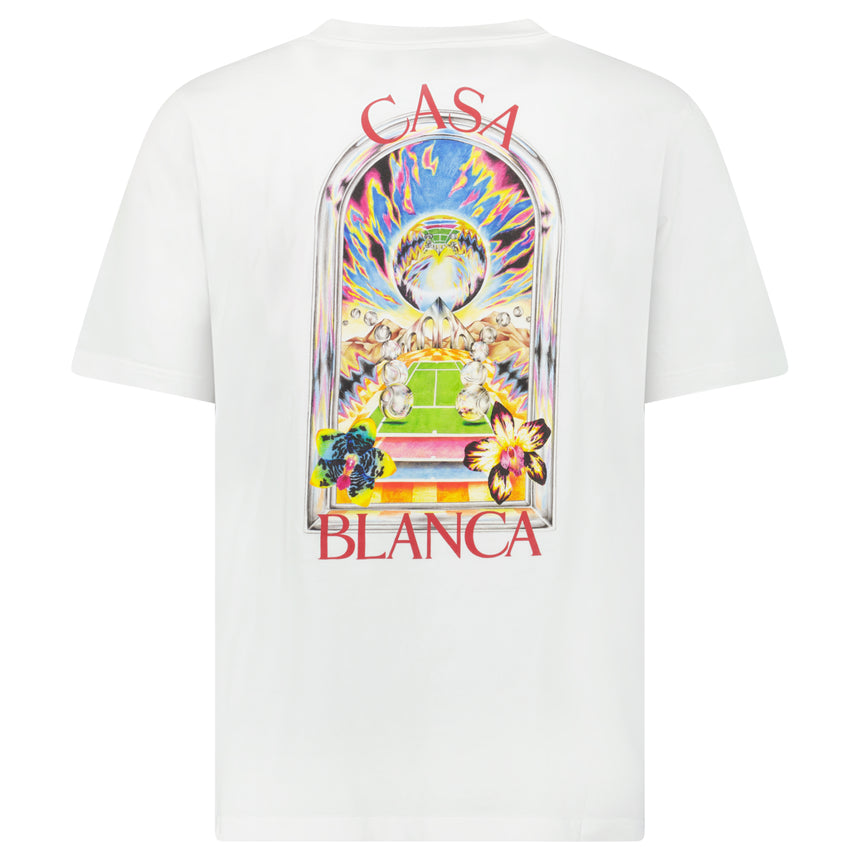 Casablanca Tennis Landscape Short Sleeve T-Shirt in White