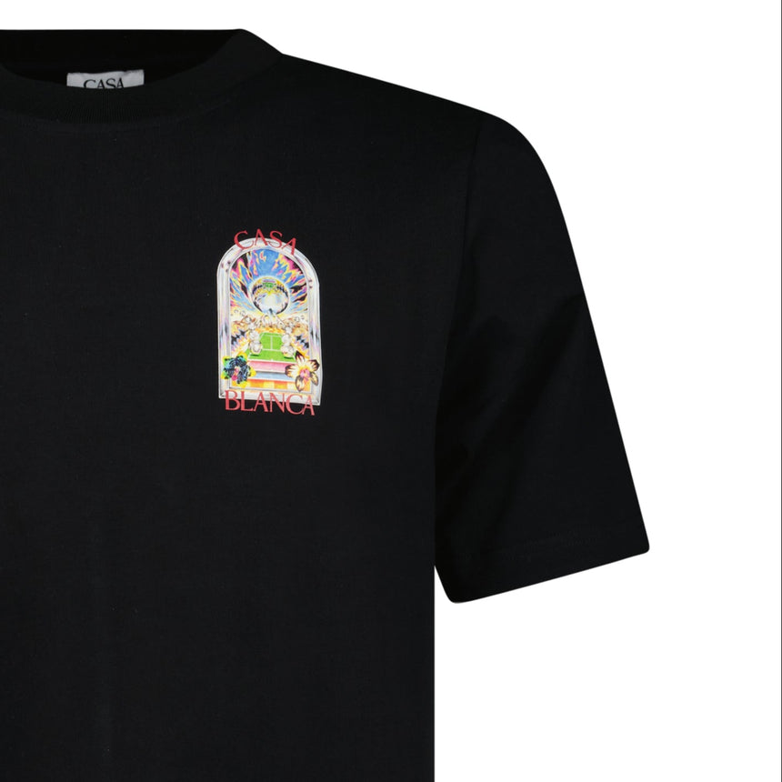 Casablanca Tennis Landscape Short Sleeve T-Shirt in Black