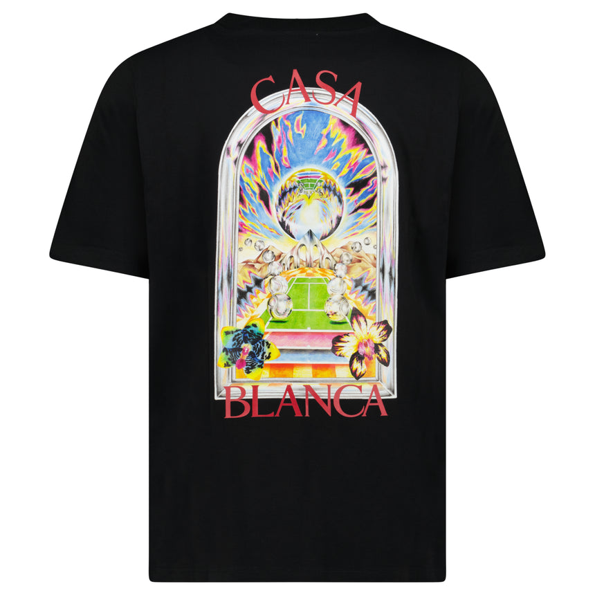 Casablanca Tennis Landscape Short Sleeve T-Shirt in Black