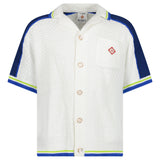 Casablanca Crochet Shirt in White and Blue