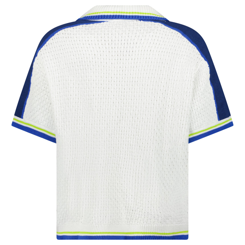 Casablanca Crochet Shirt in White and Blue