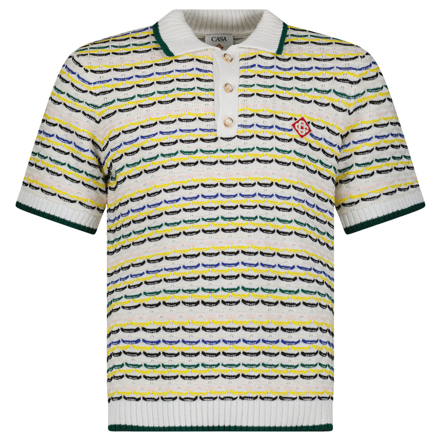 Casablanca Short Sleeve Polo Shirt in Multi Colour