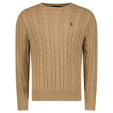 Polo Ralph Lauren Cotton Cable-Knit Logo Sweater in Brown